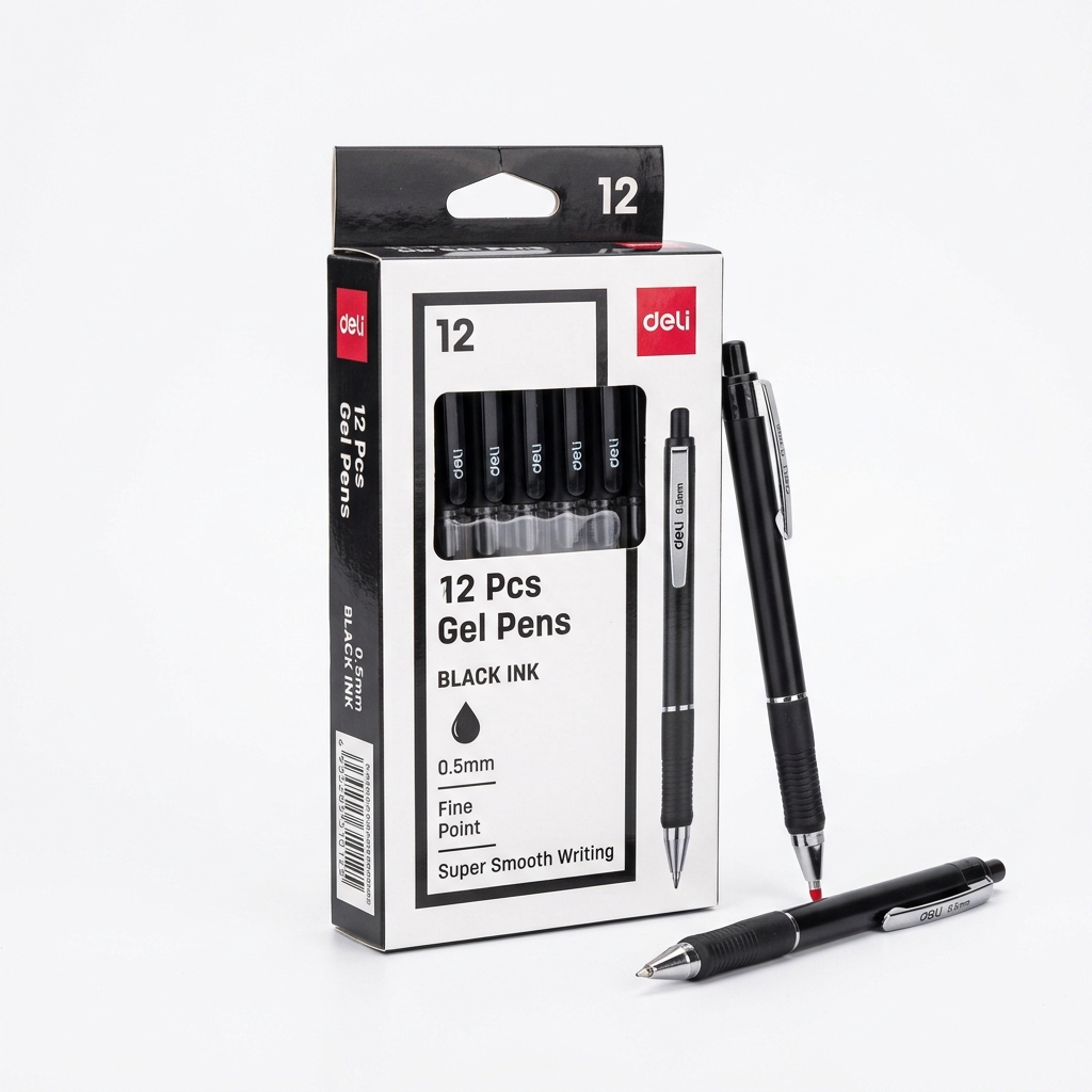 Hộp Bút Gel Deli Ngòi 0.5mm Cao Cấp (12 chiếc)